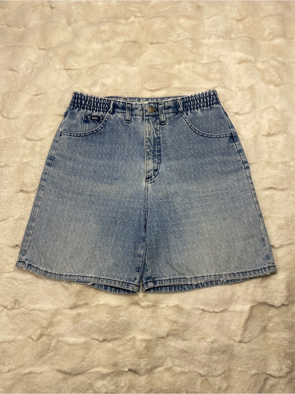 🔥Vintage Lee Polkadots High Waist Denim Shorts Made In USA Mom Distressed Sz 8
